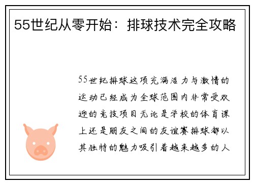 55世纪从零开始：排球技术完全攻略